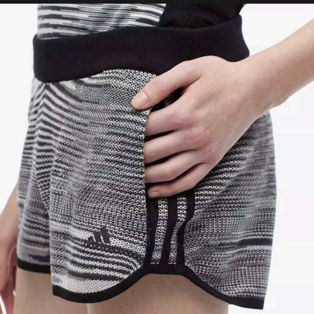 MISSONI‎ x Adidas Women's 'Marathon' Knit Space-Dyed Melange Shorts Blk/Wht NWT